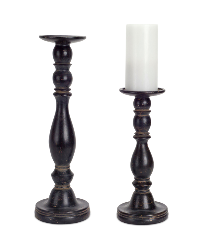 UPC 746427703598 product image for Melrose International 70359 12 & 17 in. Resin Candleholder Black - Set of 2 | upcitemdb.com