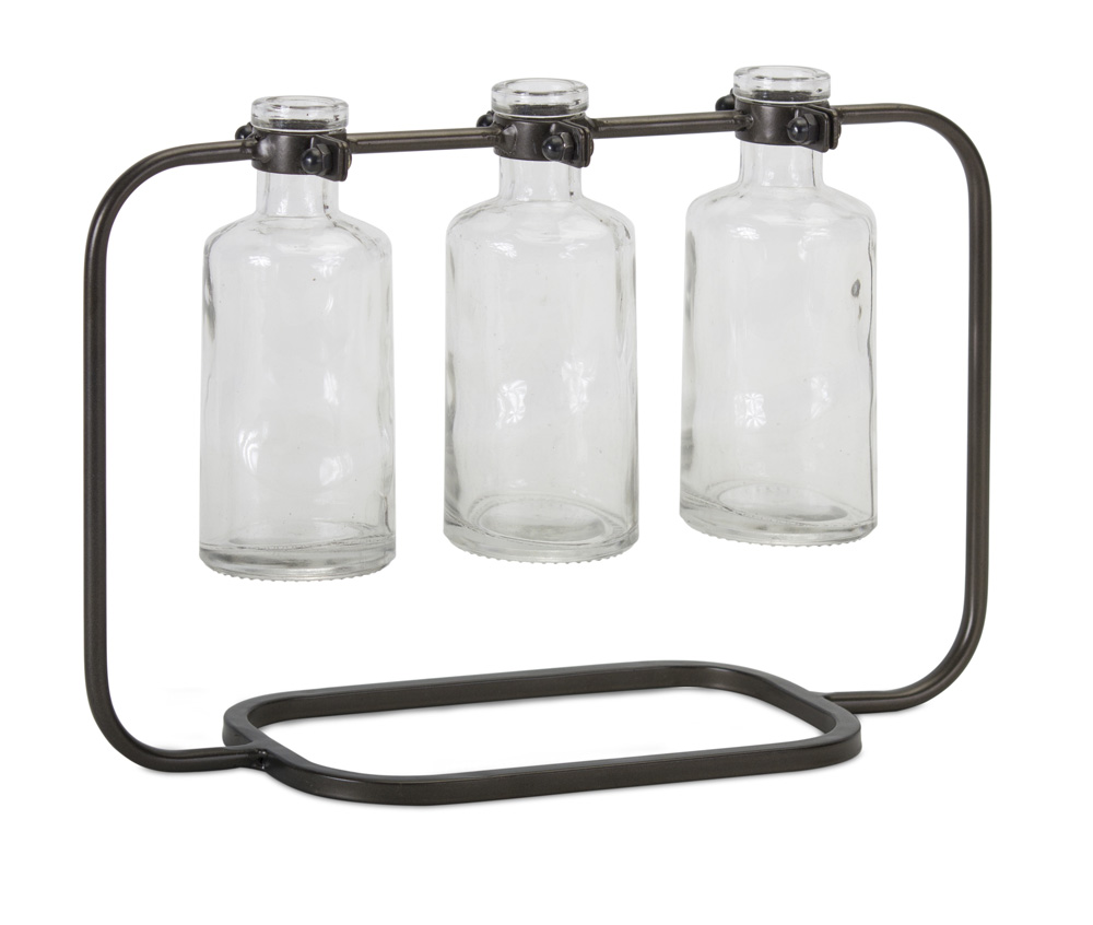 UPC 746427784597 product image for 78459DS 10.25 x 7.5 in. Glass & Metal Vase In Holder - Set of 4 | upcitemdb.com