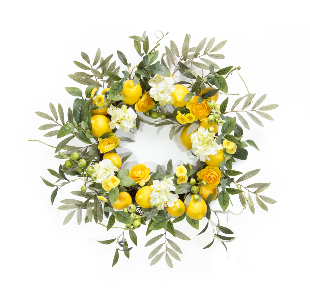 UPC 746427787758 product image for 78775DS 22 in. Foam & Plastic Lemon & Floral Wreath | upcitemdb.com