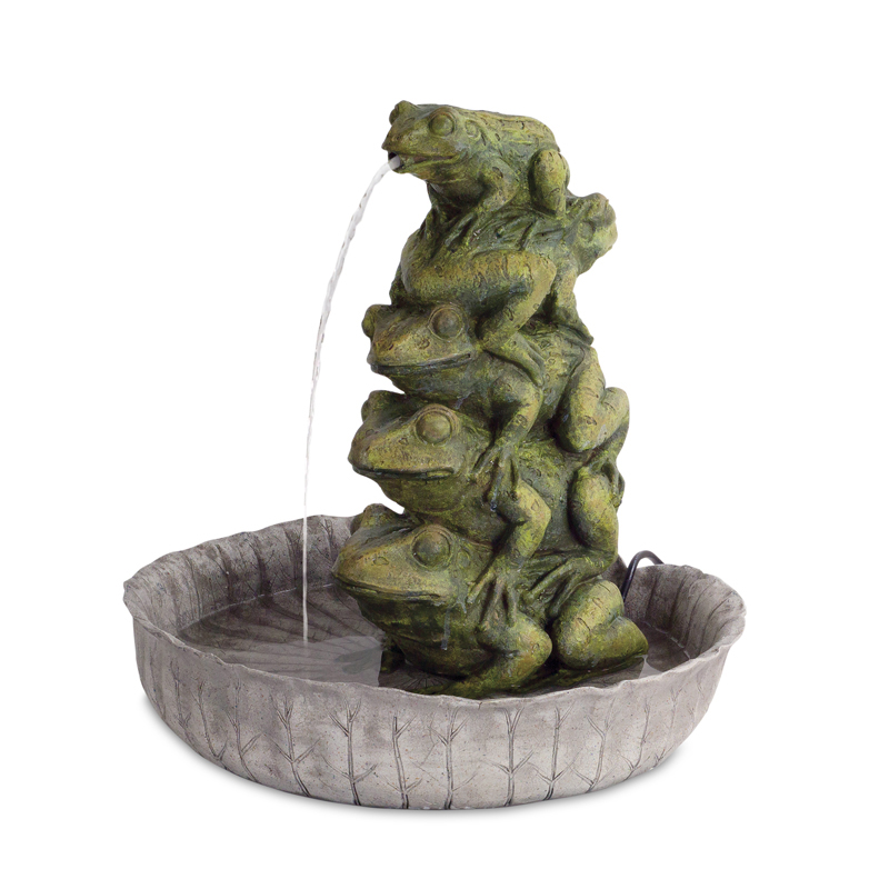 70601 21.5 In. Frog Fountain Resin, Green Grey