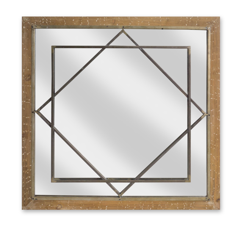 70713 25 X 12 In. Wall Mirror Wood, Mdf & Glass, Brown Black