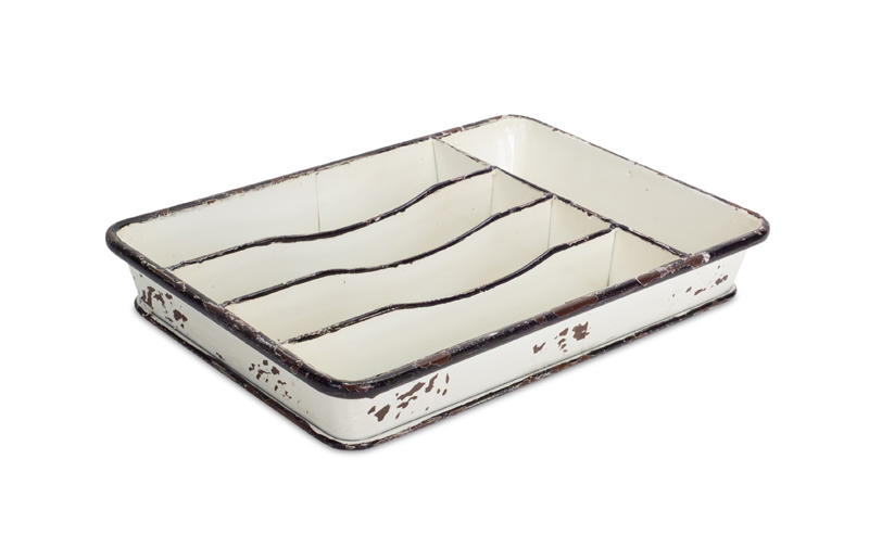 UPC 746427707305 product image for Melrose International 70730 9 x 13.5 x 1.5 in. Divided Tray Metal White Black -  | upcitemdb.com