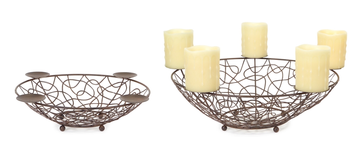 UPC 746427568166 product image for 56816DS 17 & 14 in. Metal Display Bowls with Candleholders, Set of 2 | upcitemdb.com