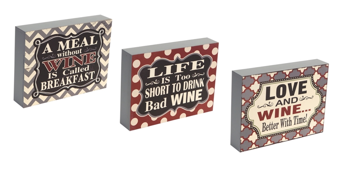 UPC 746427585132 product image for 58513DS 6 x 7.5 in. MDF Wine Sitting & Wall Plaques, Gray & Red - Set of 6 | upcitemdb.com