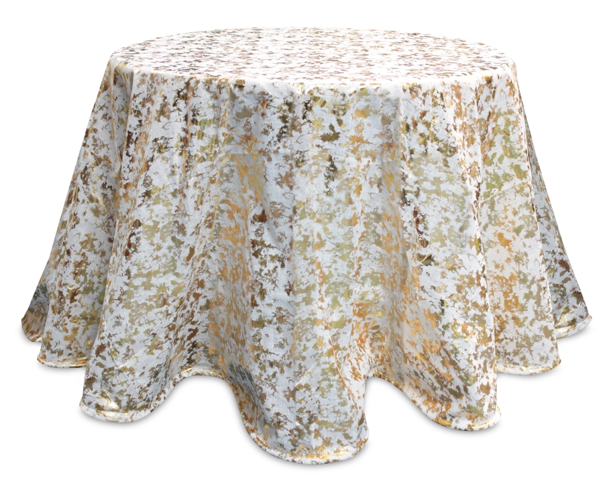 UPC 746427612012 product image for 61201DS 96 in. Polyester Metallic Tablecloth, White & Gold | upcitemdb.com