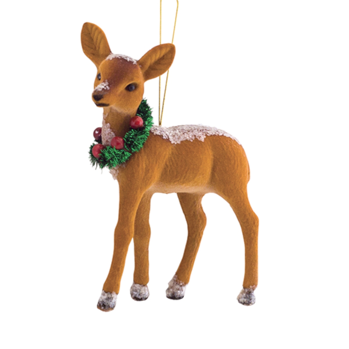 72167ds 7 X 4.5 In. Plastic & Flocking Deer Ornament, Brown & White