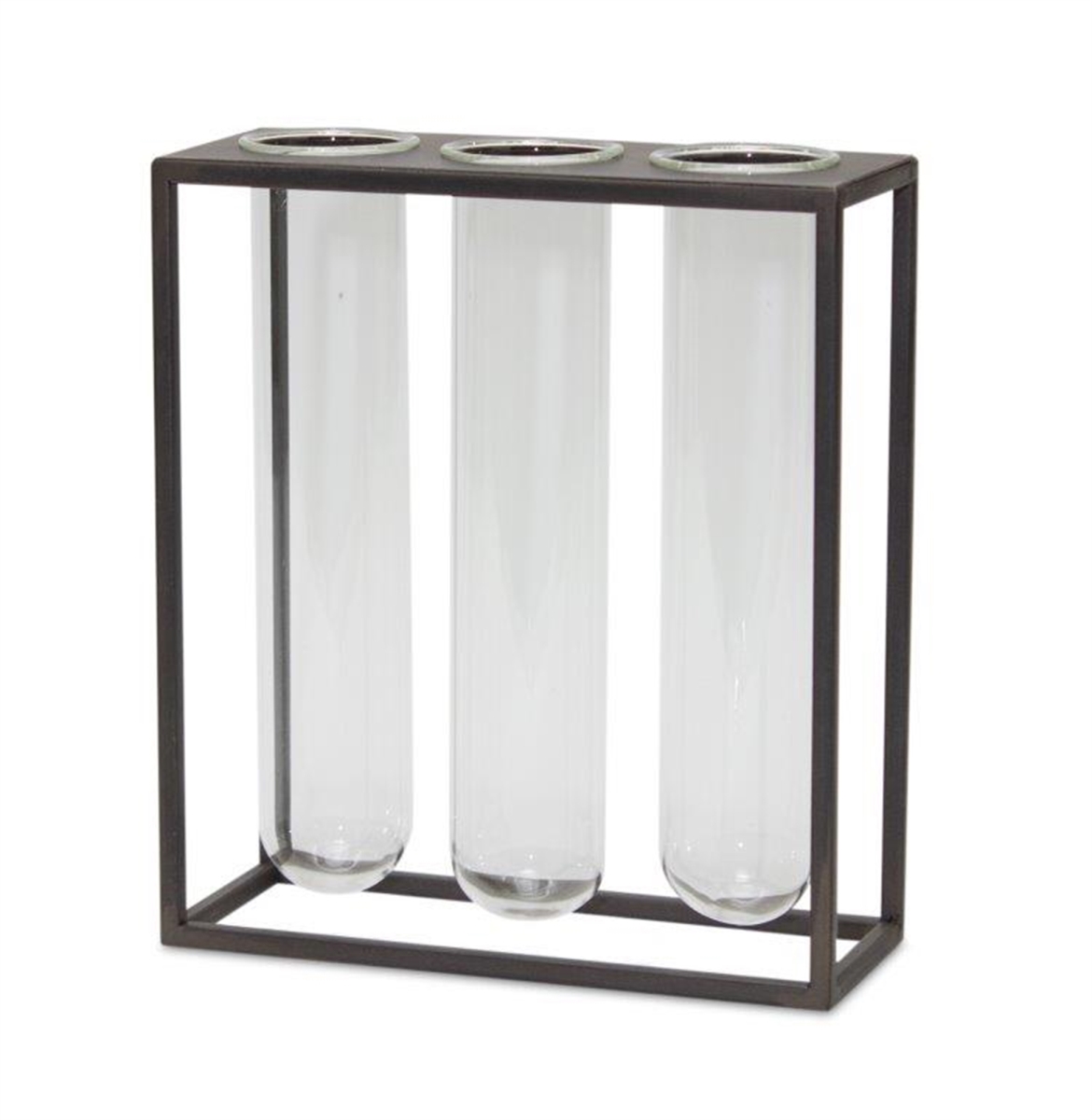 UPC 746427820516 product image for 82051 8 x 9 in. Iron & Glass Stand Vases, Brown & Glass - Set of 4 | upcitemdb.com