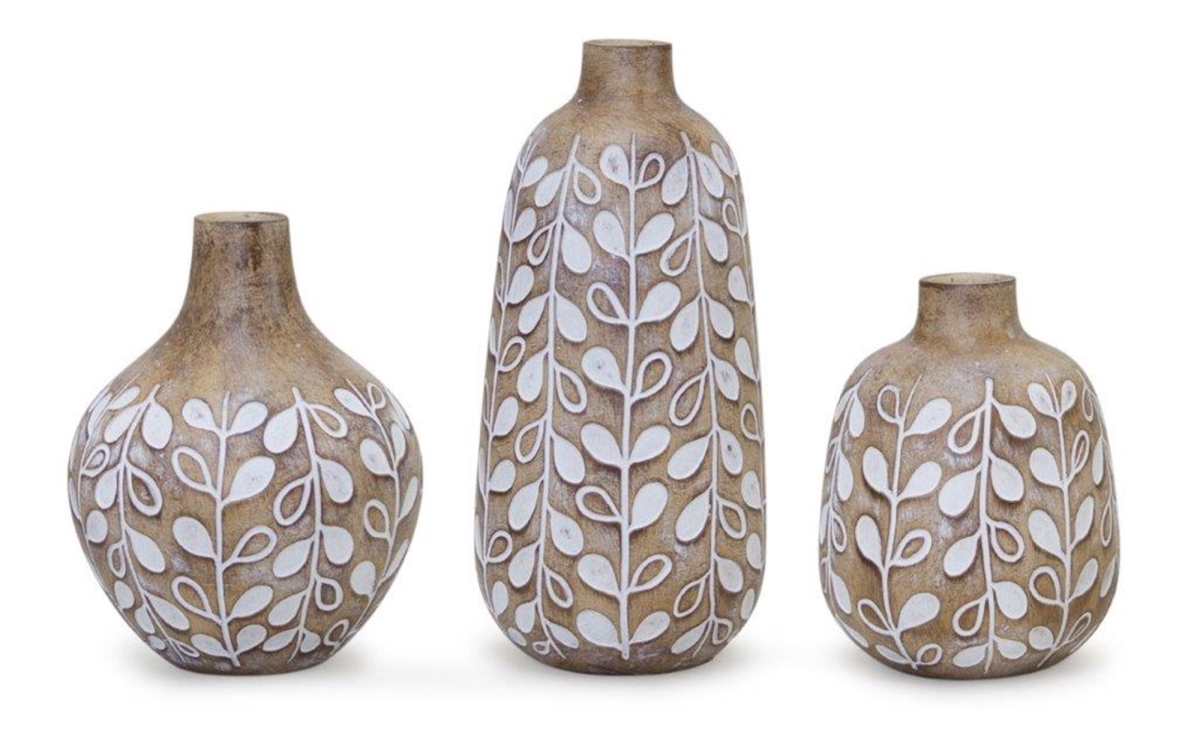 UPC 746427828284 product image for 82828 5.25, 6 & 8.75 in. Resin Vase, Brown & White - Set of 3 | upcitemdb.com