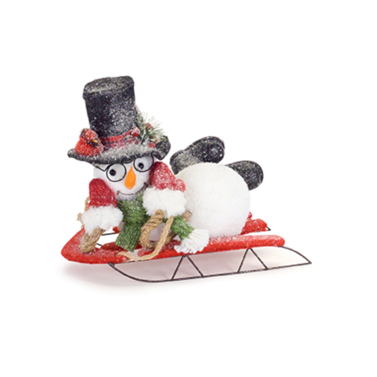 72399ds 10 X 6.25 In. Foam & Flocking Snowman On Sled Toy, White & Black - Set Of 2