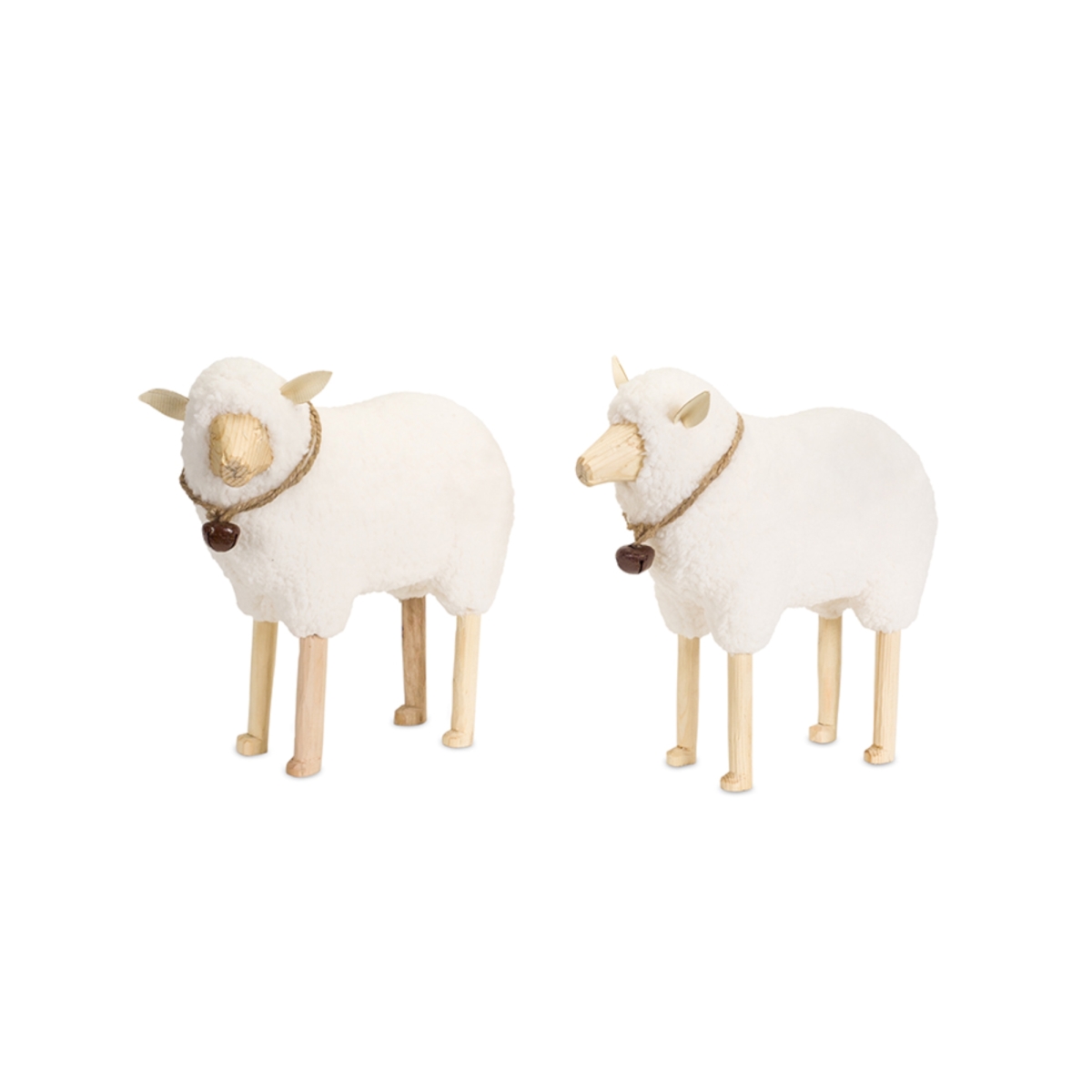 72445ds 11.5 X 3.5 In. Wood Sheep Novelty, White & Brown - Set Of 2