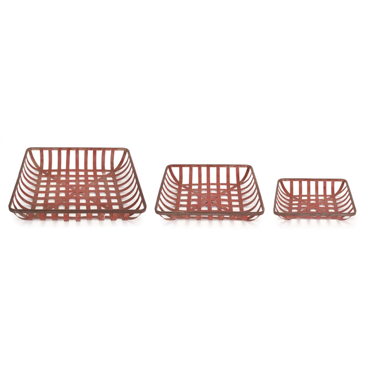 72471ds 13.25 X 15.75 X 18 In. Metal Tray, Red - Set Of 3
