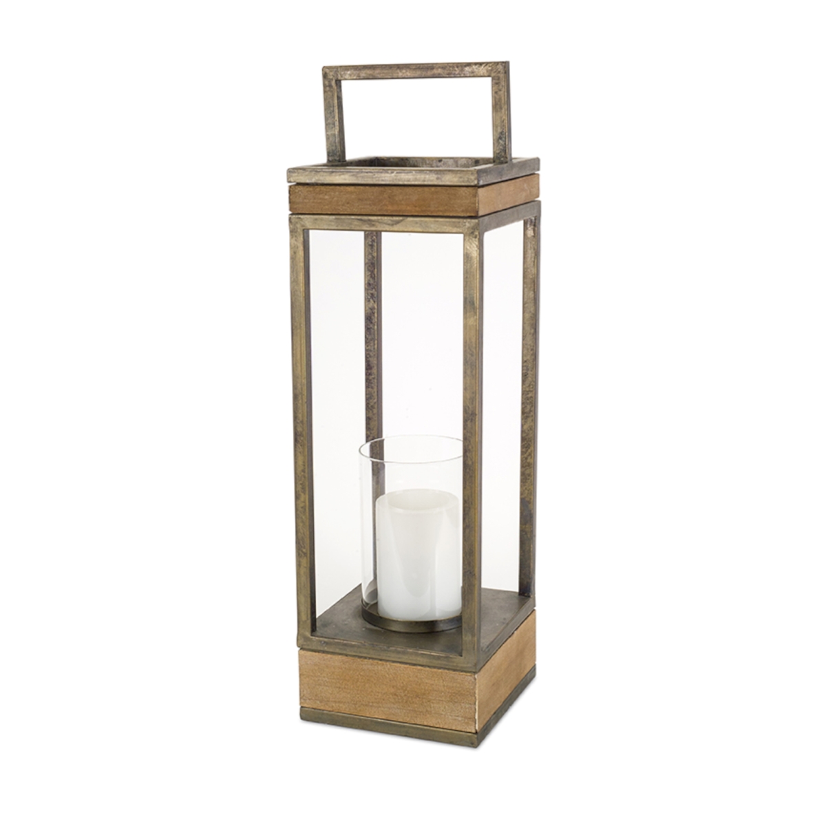 UPC 746427725095 product image for 72509DS 23 x 6.5 in. Wood & Metal Lantern, Brown & Copper | upcitemdb.com