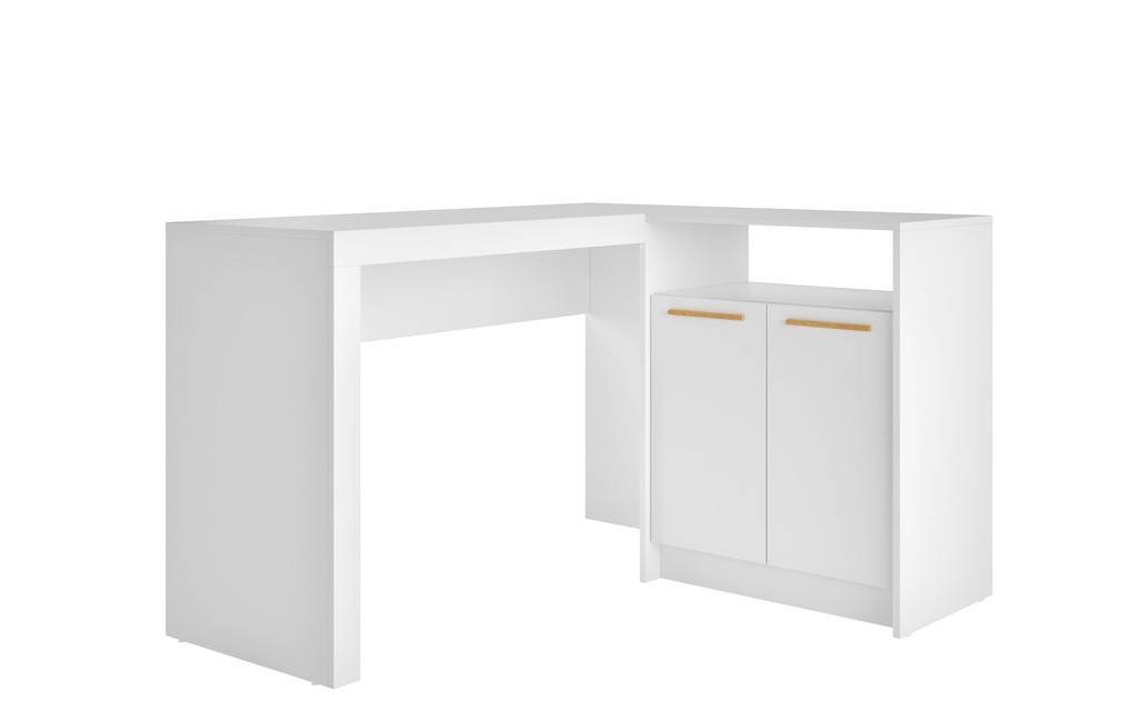 138amc6 Kalmar L -shaped Office Desk With Inclusive Cabinet, White