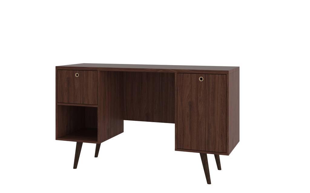 133amc163 Edgar 1-drawer Mid-century Office Desk, Dark Brown