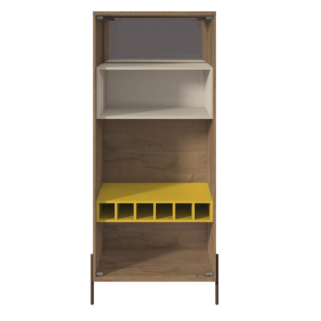 Joy 8-bottle Wine Cabinet With 4 Shelves, Yellow & Off White