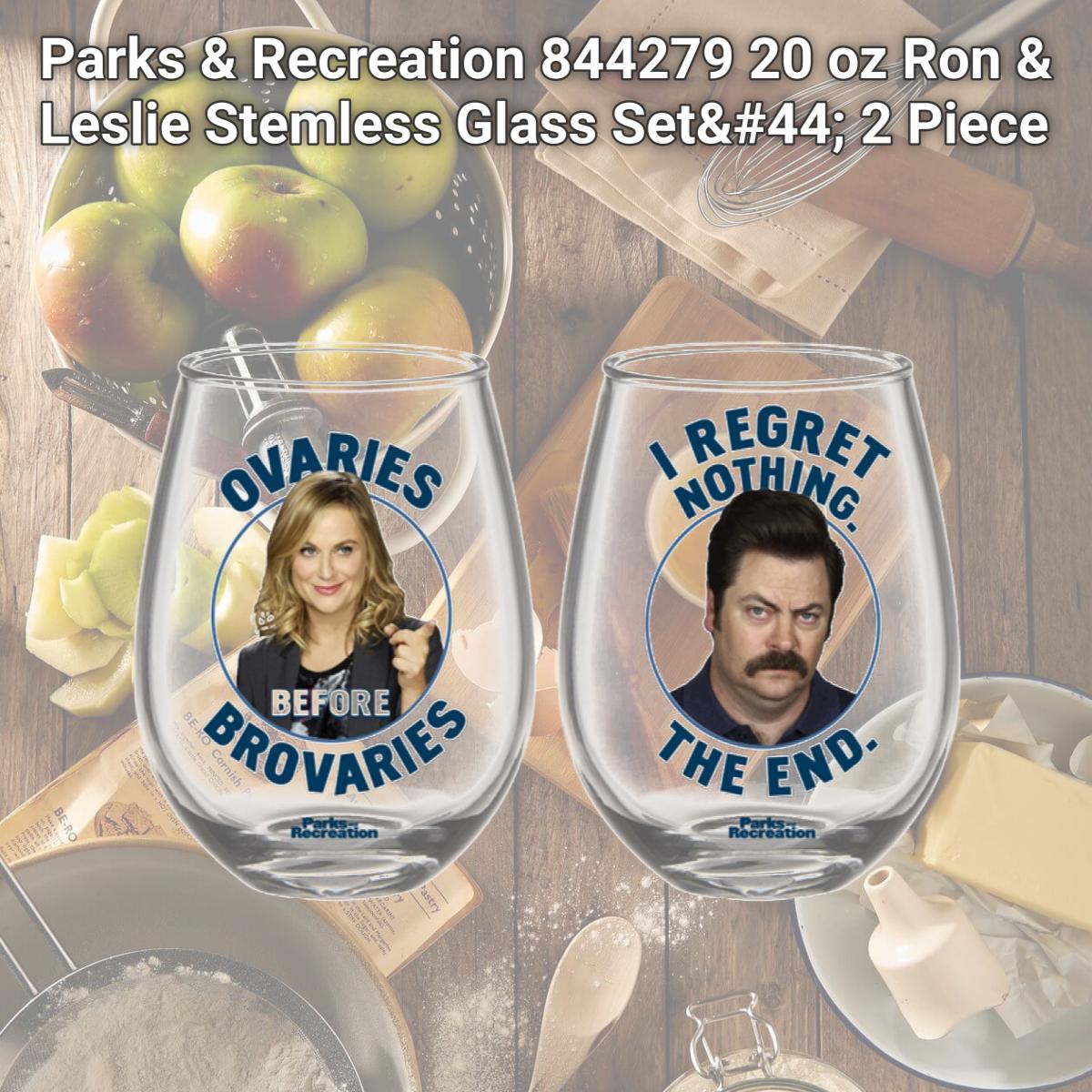 Picture of Parks & Recreation 844279 20 oz Ron & Leslie Stemless Glass Set, 2 Piece