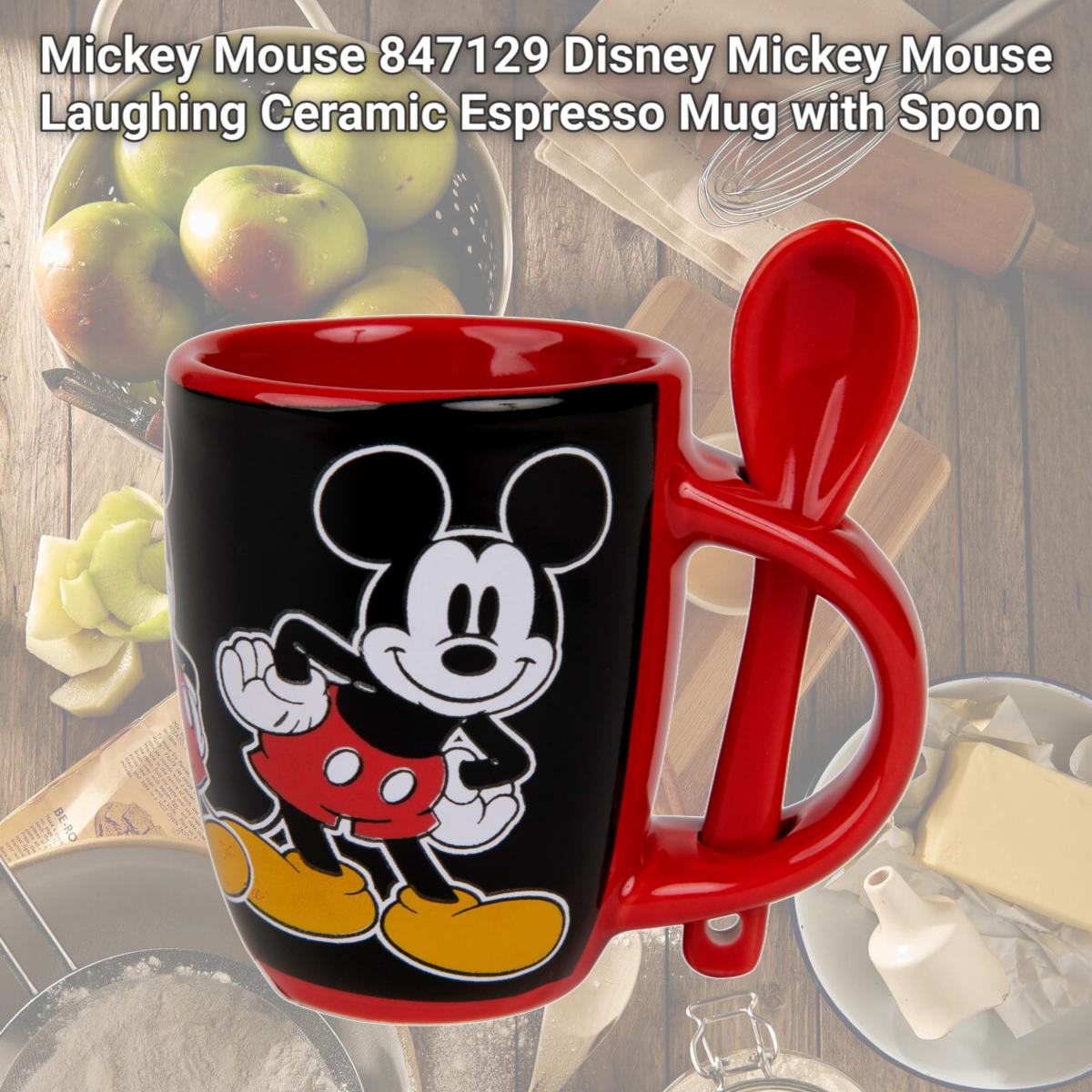 Picture of Mickey Mouse 847129 Disney Mickey Mouse Laughing Ceramic Espresso Mug with Spoon