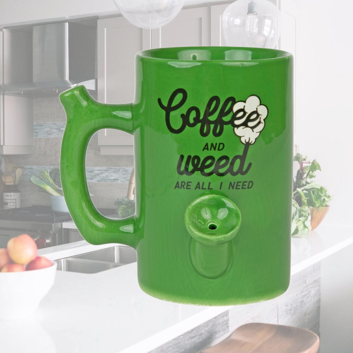 Picture of Pop Culture 846840 10 oz Coffee & Weed is All I Need Novelty Ceramic Mug