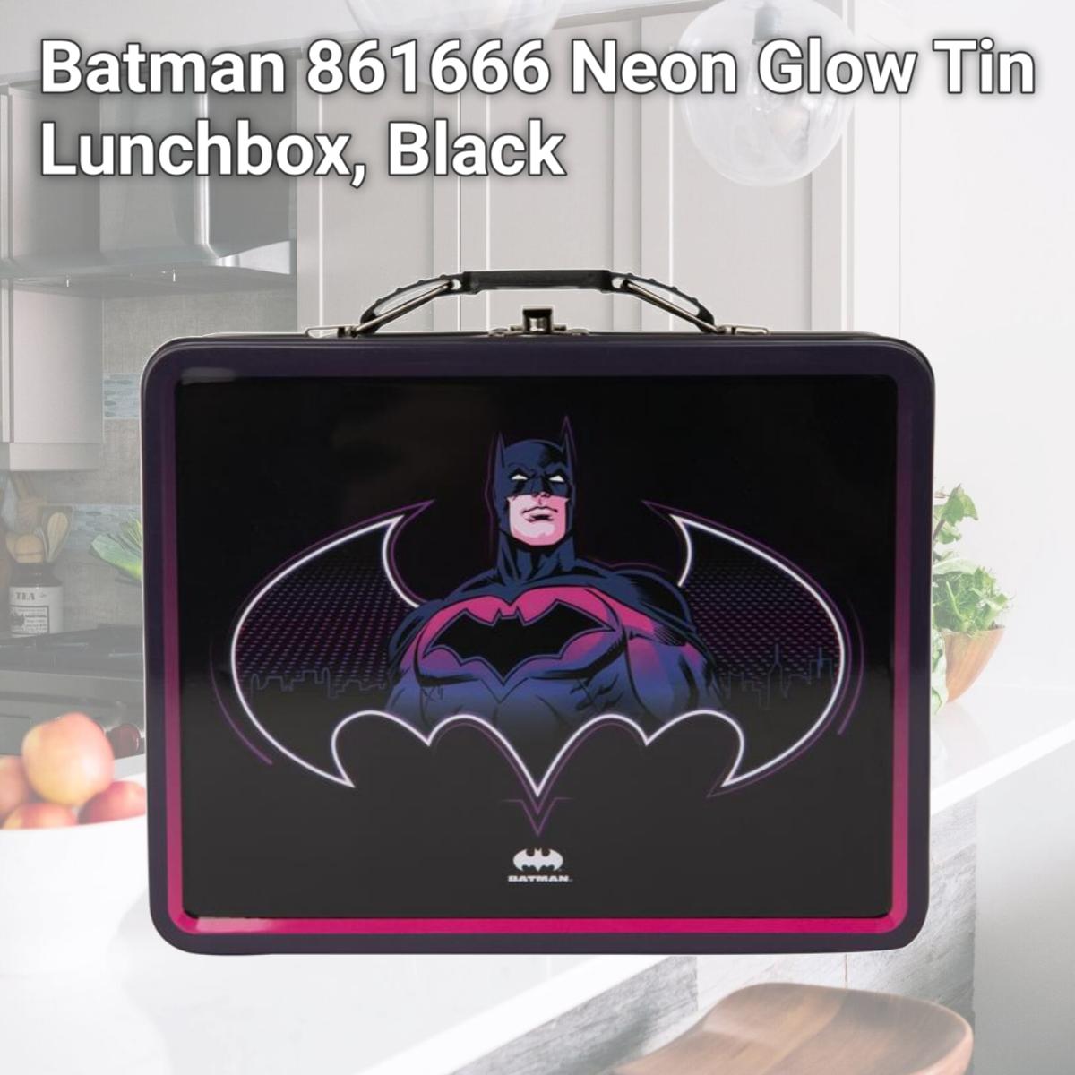 Picture of Batman 861666 Neon Glow Tin Lunchbox, Black