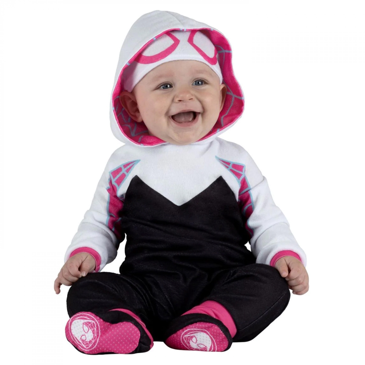 Infant Costume with Non-Slip Booties - Black & Deep Pink - 0-6 Months