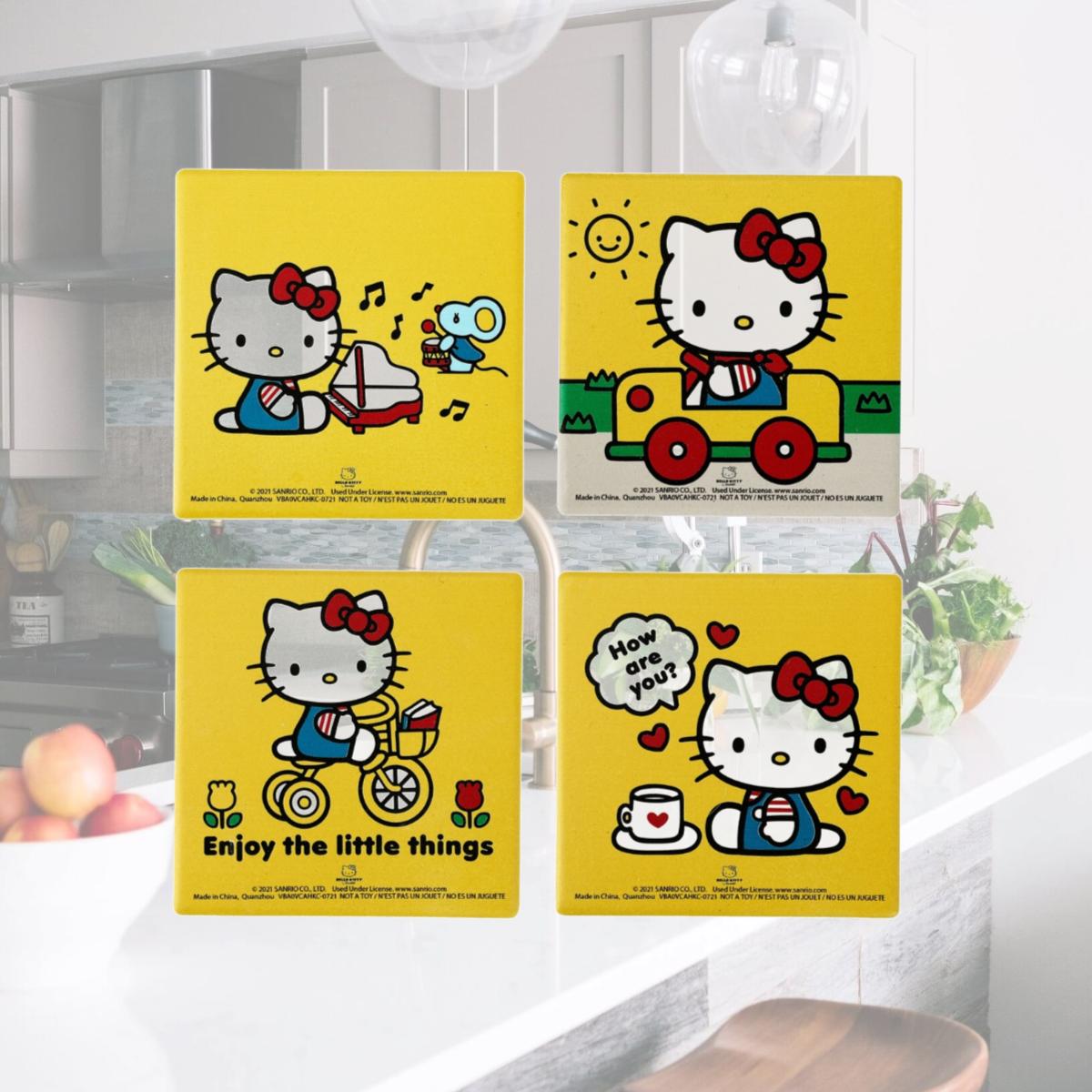 Picture of Hello Kitty 865993 Enjoy The Little Things Variety Ceramic Coaster Set - Pack of 4