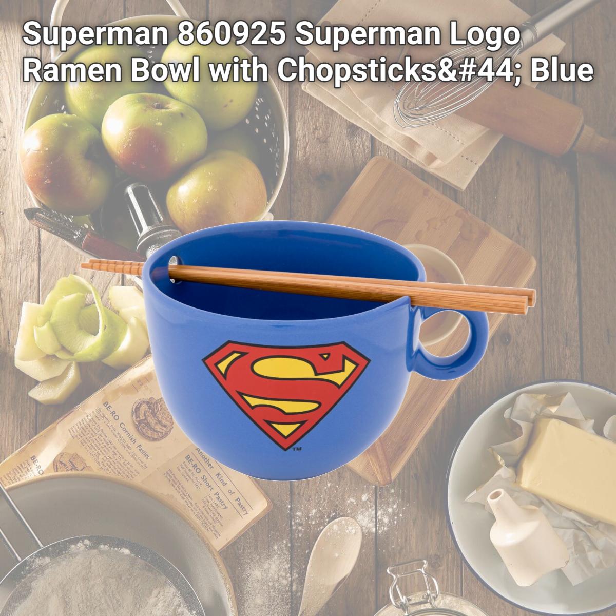 Picture of Superman 860925 Superman Logo Ramen Bowl with Chopsticks, Blue
