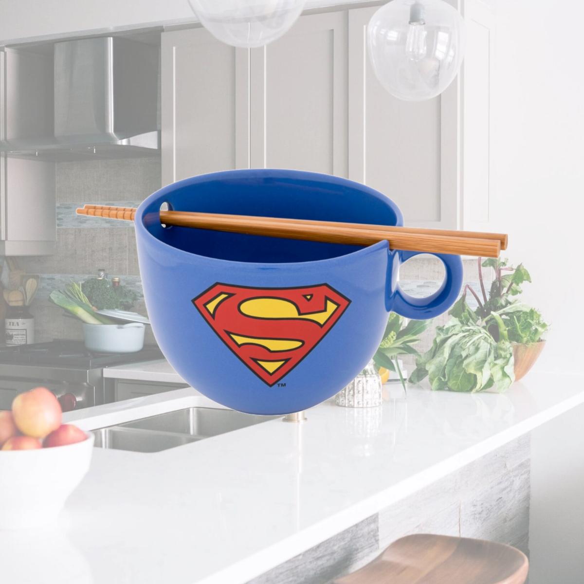Picture of Superman 860925 Superman Logo Ramen Bowl with Chopsticks, Blue