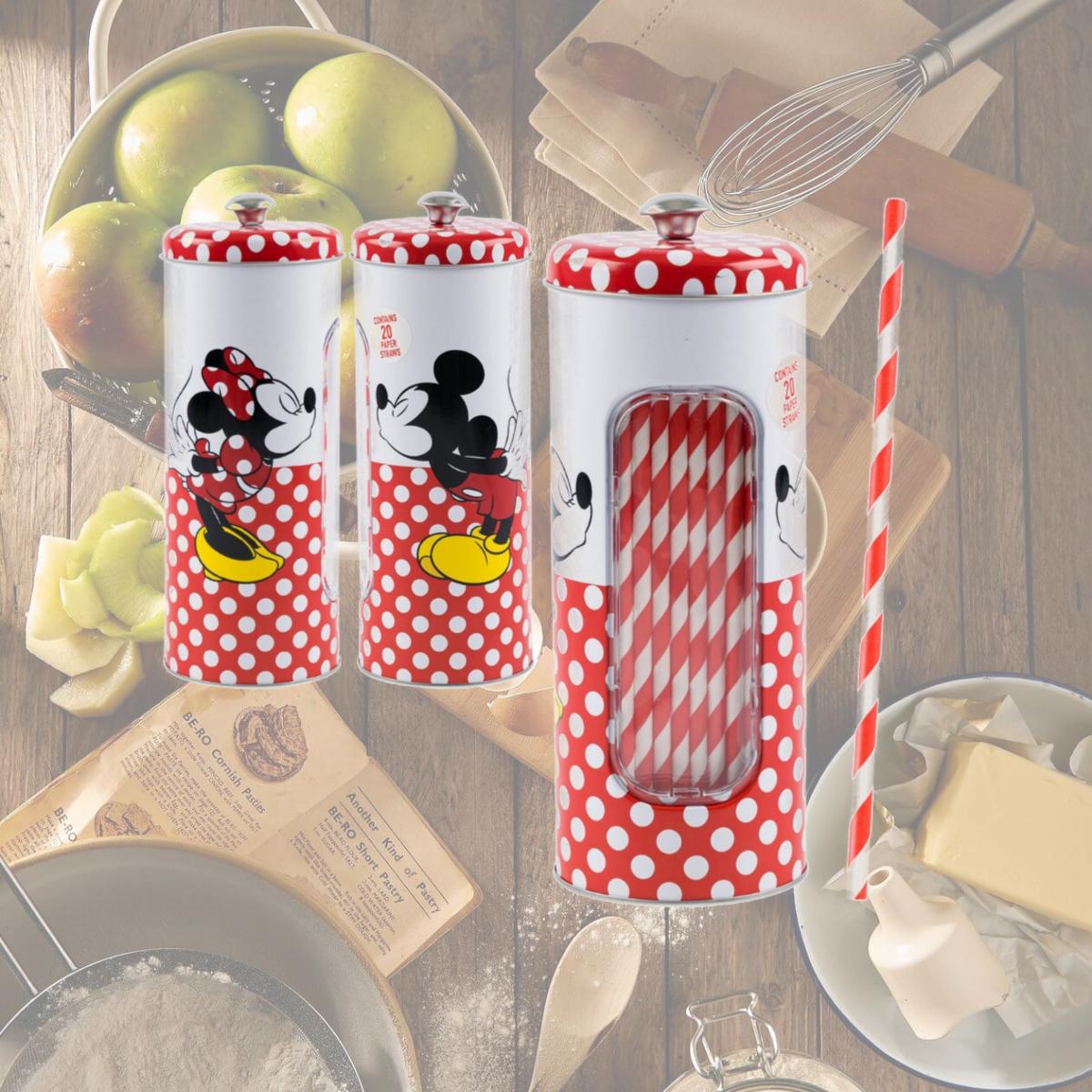 Picture of Mickey Mouse 871353 Mickey & Minnie Mouse Straw Holder, White & Red