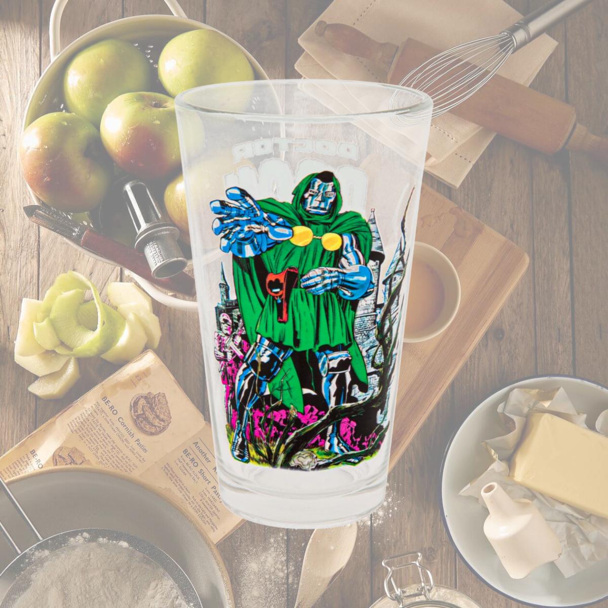 Picture of Dr Doom 862775 Dr. Doom Comic Art Pint Glass, Clear