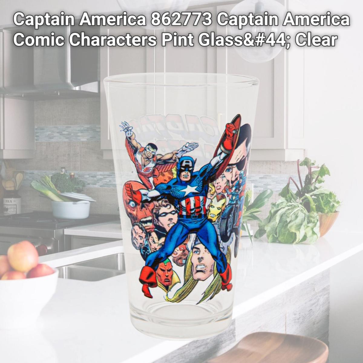 Picture of Captain America 862773 Captain America Comic Characters Pint Glass, Clear