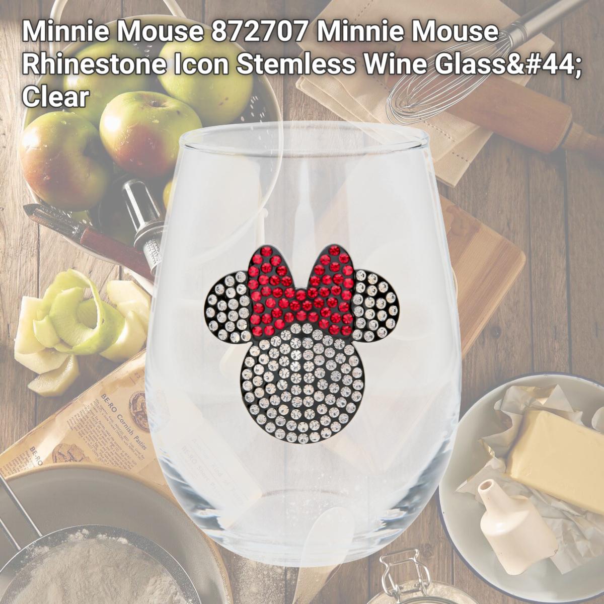 Picture of Minnie Mouse 872707 Minnie Mouse Rhinestone Icon Stemless Wine Glass, Clear