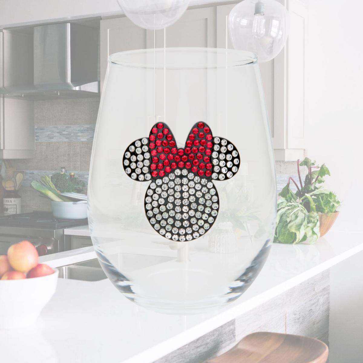 Picture of Minnie Mouse 872707 Minnie Mouse Rhinestone Icon Stemless Wine Glass, Clear