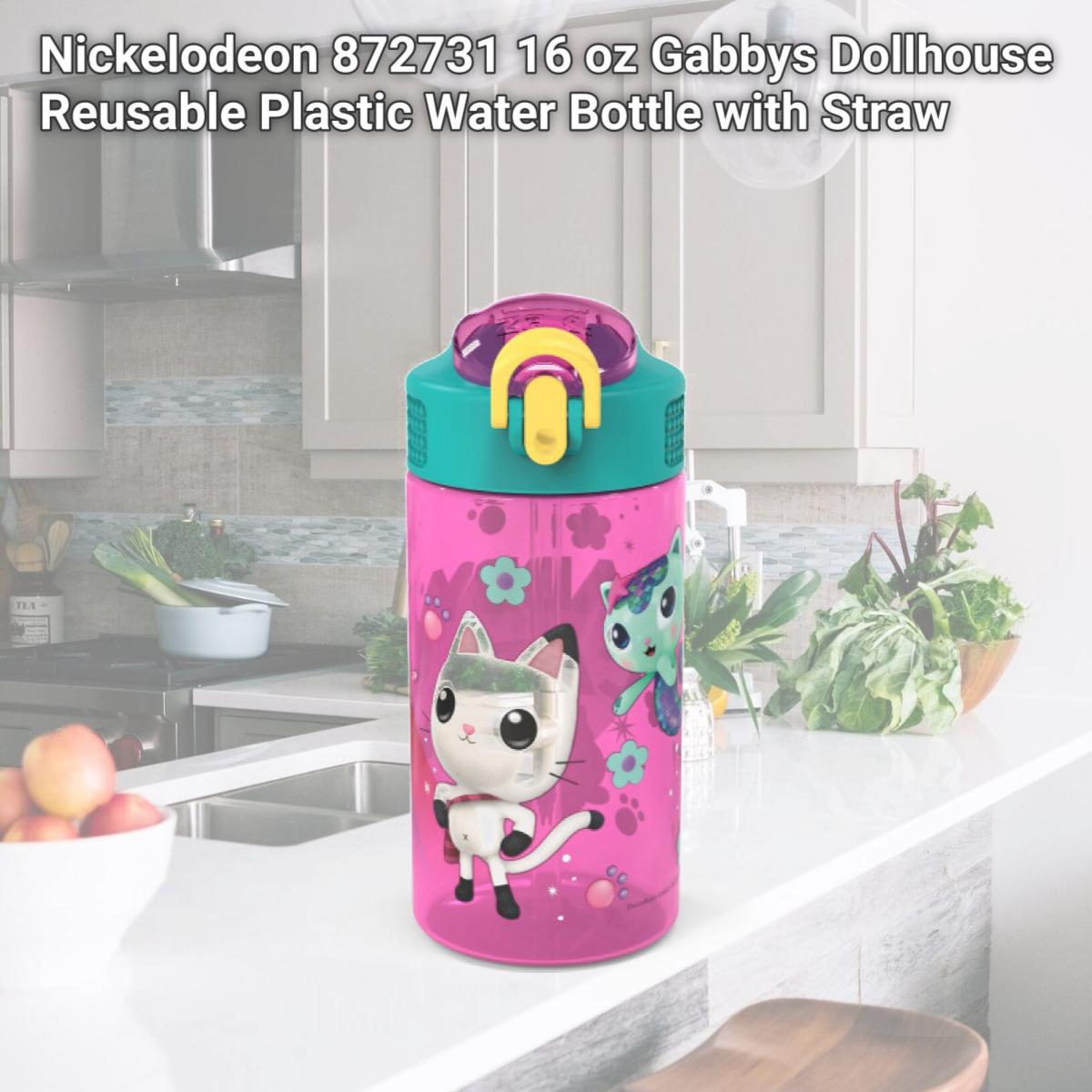 Picture of Nickelodeon 872731 16 oz Gabbys Dollhouse Reusable Plastic Water Bottle with Straw