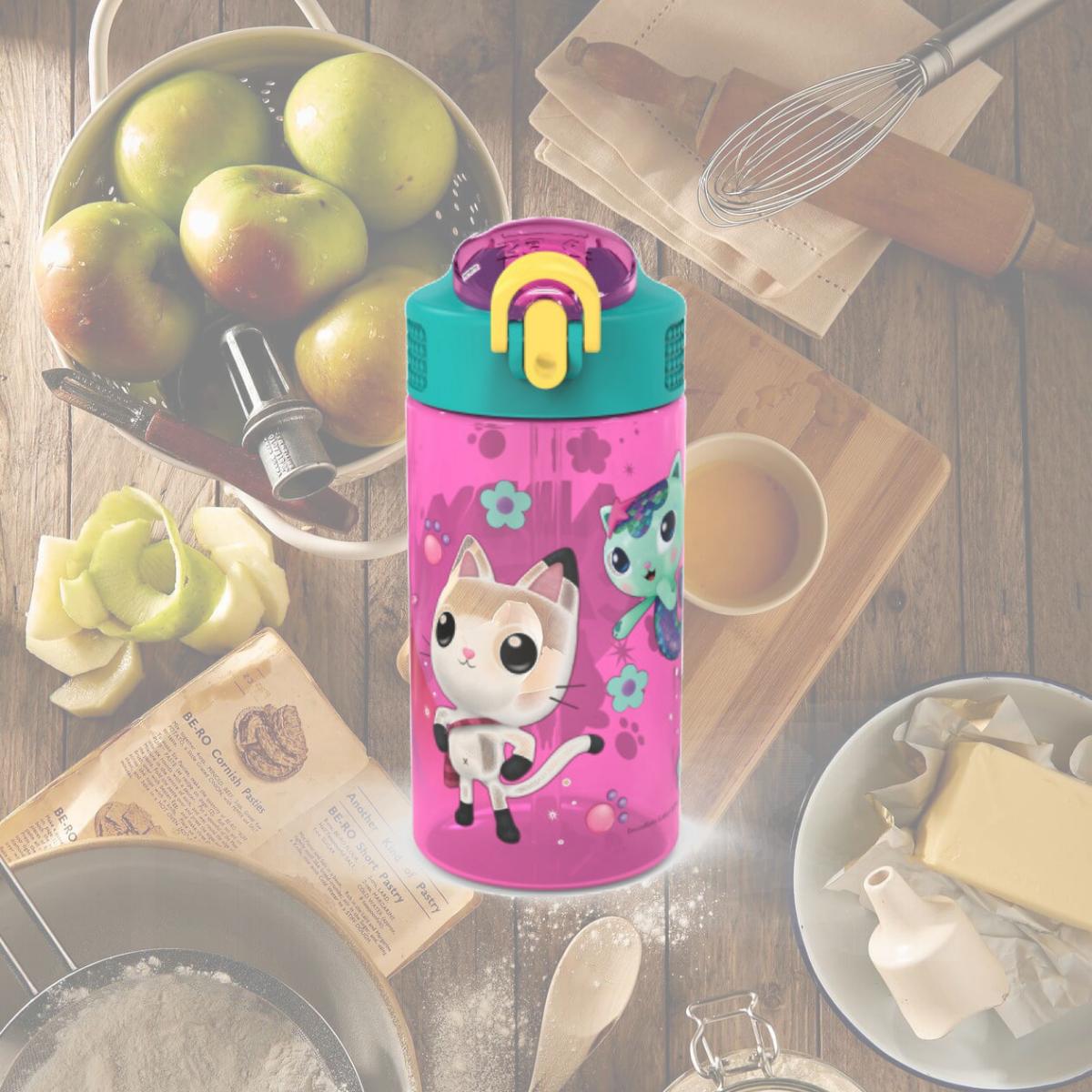 Picture of Nickelodeon 872731 16 oz Gabbys Dollhouse Reusable Plastic Water Bottle with Straw