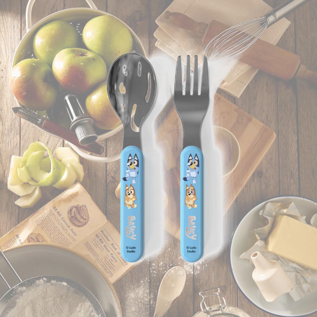 Picture of Bluey 874996 Kids Fork & Spoon Dinner Utensils, Blue