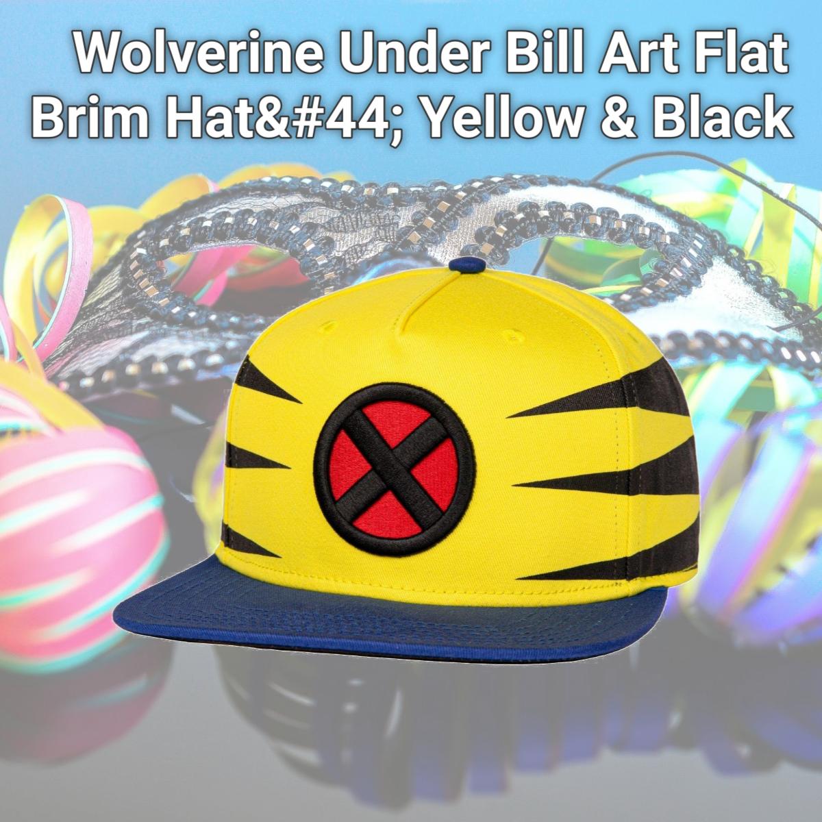Picture of X-Men 869323 X-Men Wolverine Under Bill Art Flat Brim Hat&#44; Yellow & Black