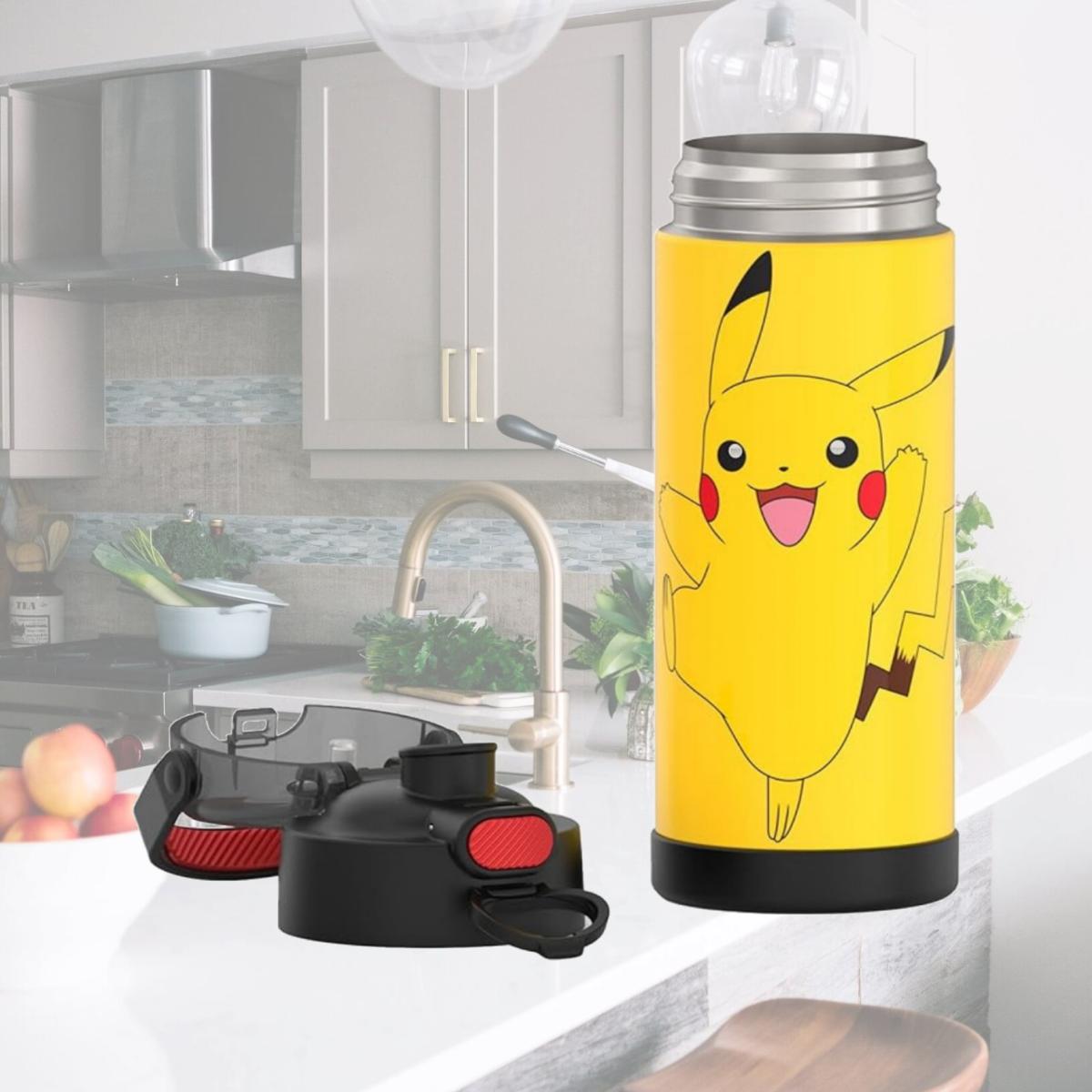 Picture of Pokemon 879933 12 oz Electric Pikachu Thermos Water Bottle with Straw, Multi Color