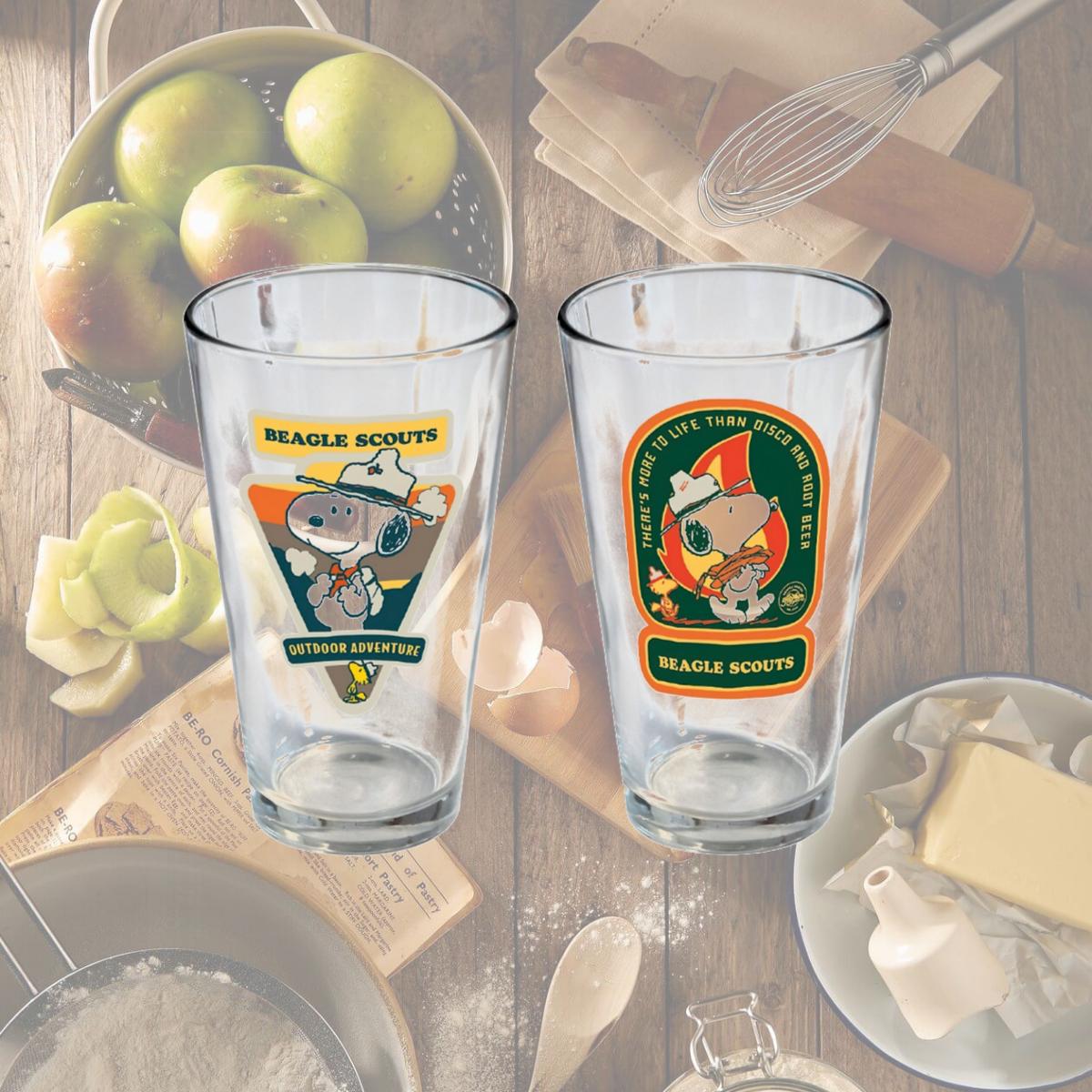 Picture of Peanuts 875261 16 oz Beagle Scouts Decals Pint Glass, Clear - Pack of 2