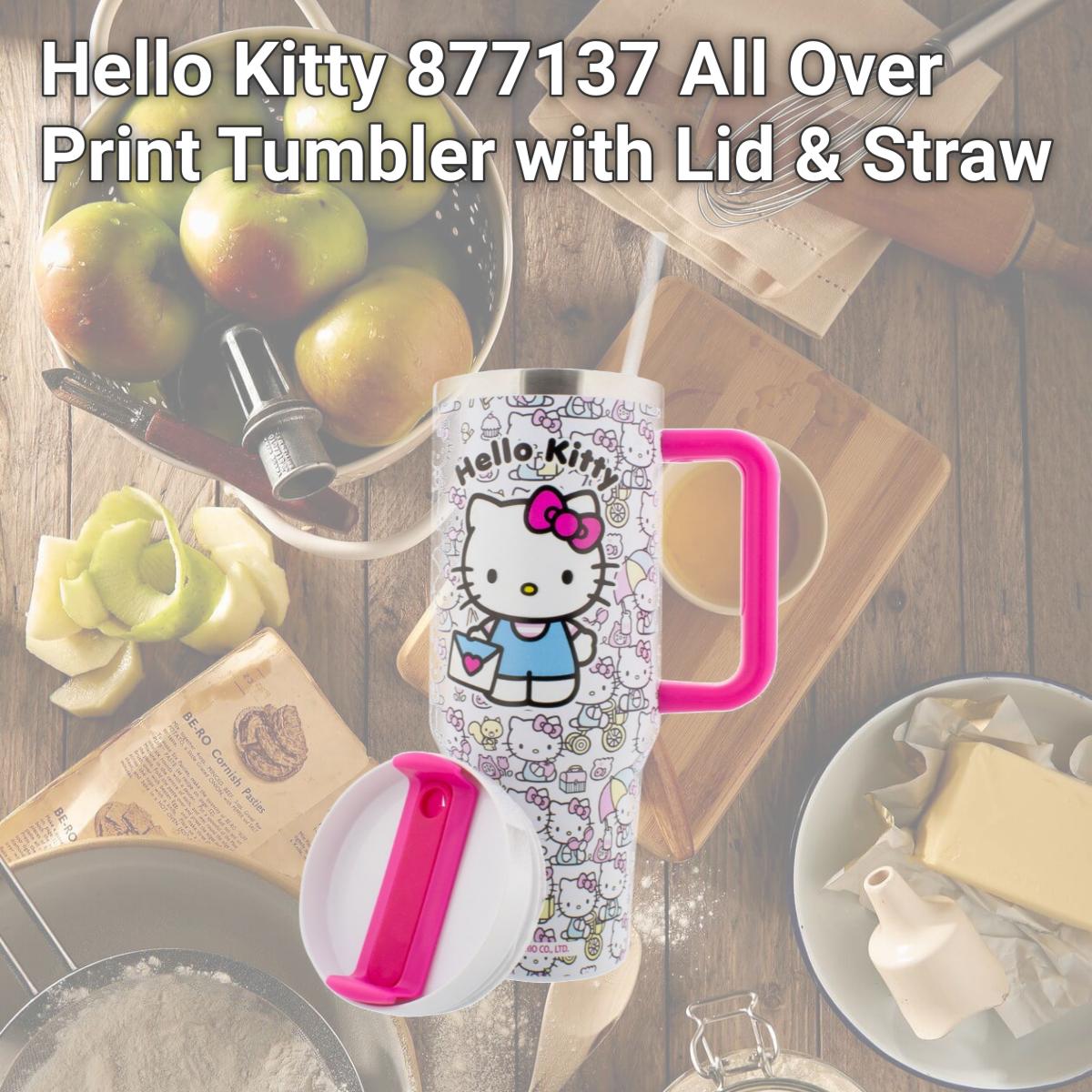 Picture of Hello Kitty 877137 All Over Print Tumbler with Lid & Straw
