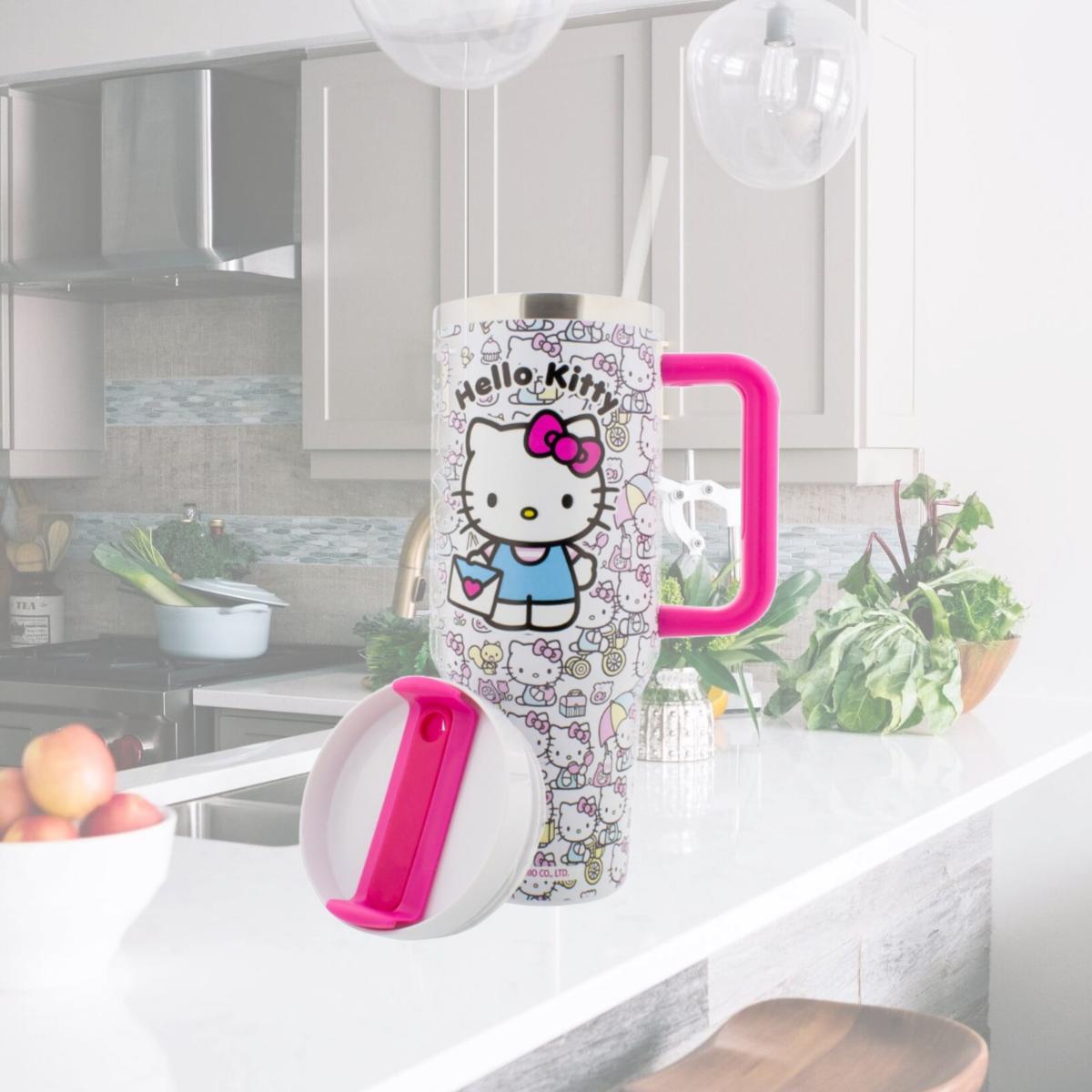 Picture of Hello Kitty 877137 All Over Print Tumbler with Lid & Straw