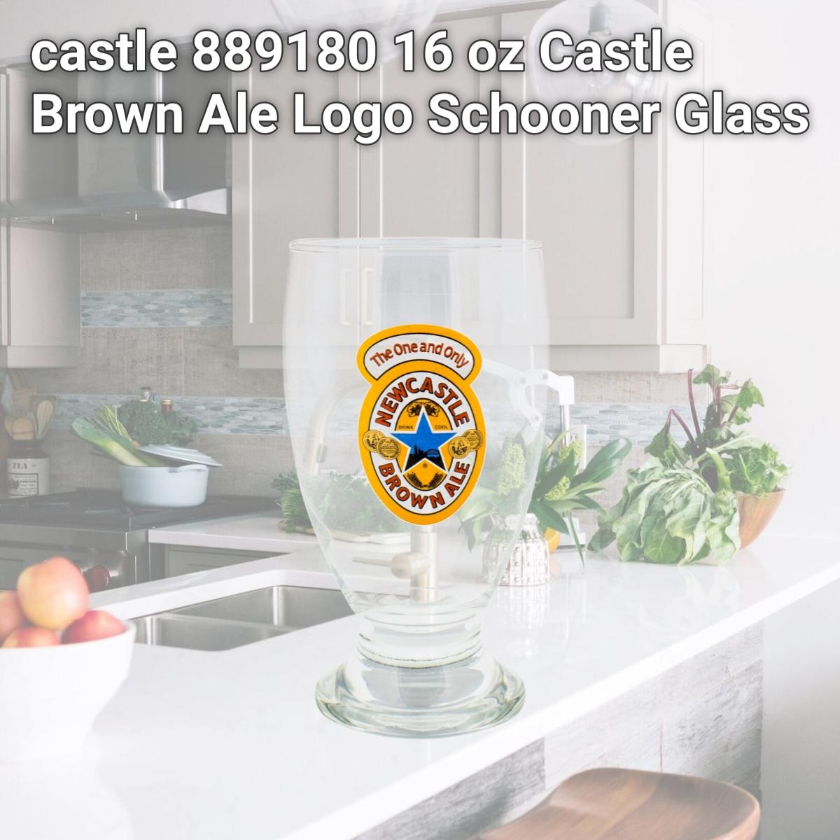 Picture of castle 889180 16 oz  Castle Brown Ale Logo Schooner Glass