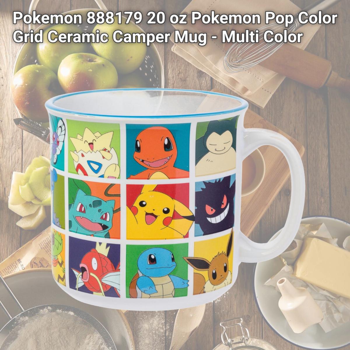 Picture of Pokemon 888179 20 oz Pokemon Pop Color Grid Ceramic Camper Mug - Multi Color