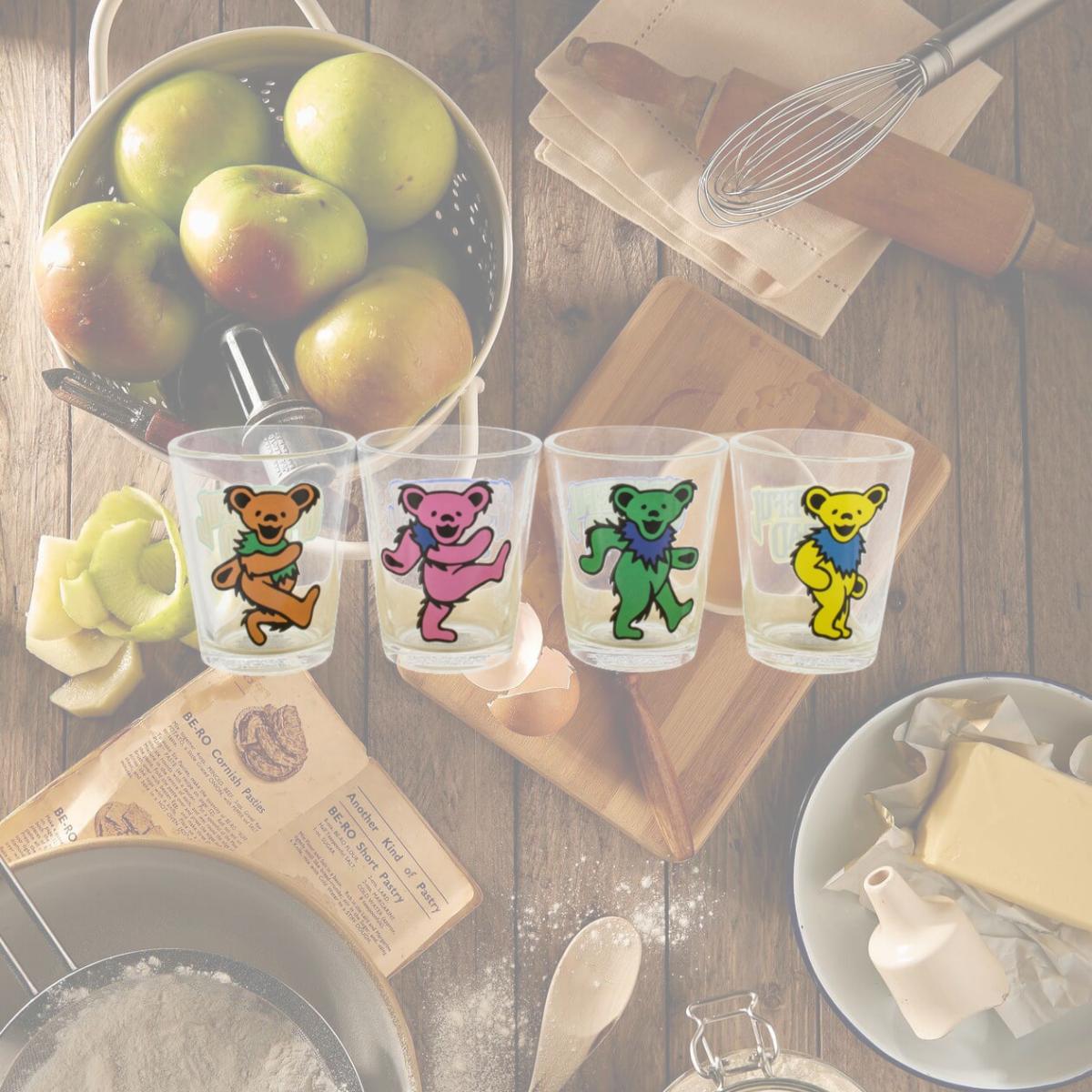 Picture of Grateful Dead 881098 Grateful Dead Bears Shot Glass Set - Multi Color - Pack of 4