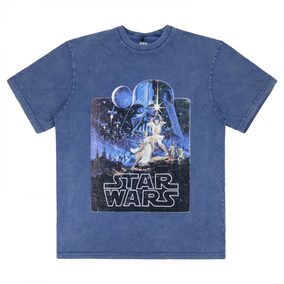 911776-xlarge Luke & Leia Pose Denim Blue Stone Wash Short Sleeve T-Shirt - Extra Large