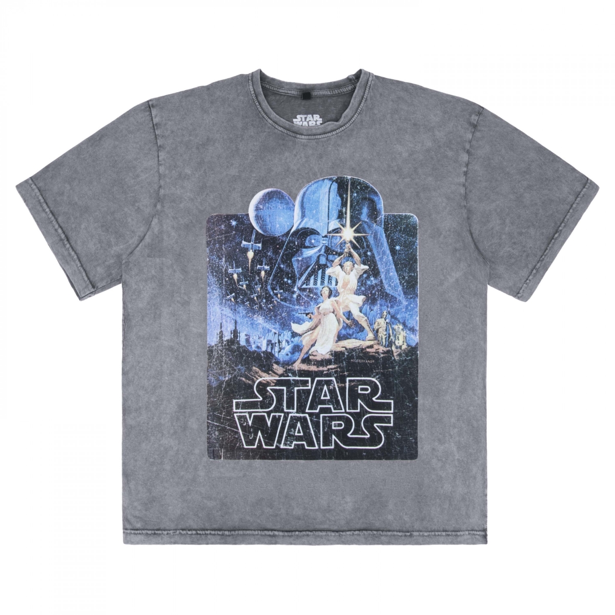 911783-xlarge Luke & Leia Pose Stone Wash Short Sleeve T-Shirt, Gray - Extra Large