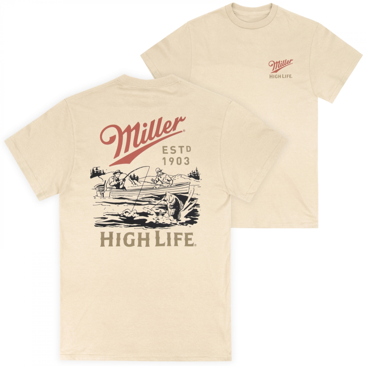 905565-medium High Life Lake Fishing Front Back Short Sleeve T-Shirt - Medium