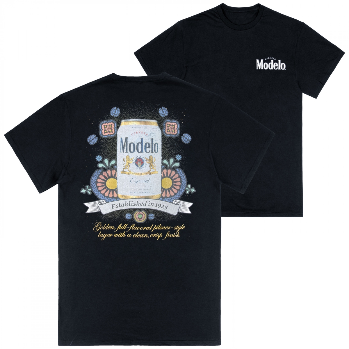 908107-3xlarge Golden Pilsner Fiesta Can Front Back Print Short Sleeve T-Shirt - 3XL