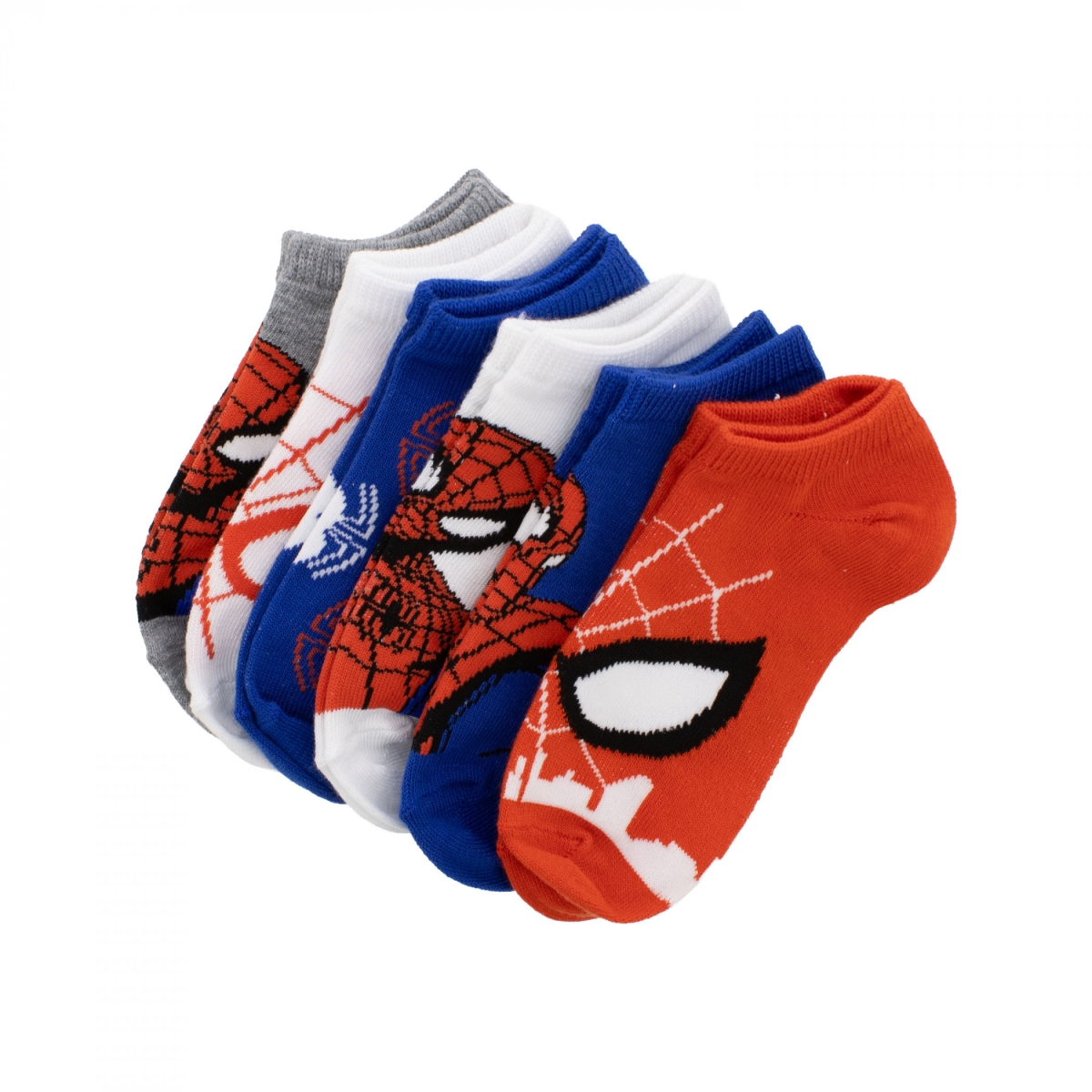 912242-size10 Spidey 6-Pair Pack of Youth Ankle Socks - Size 9-11
