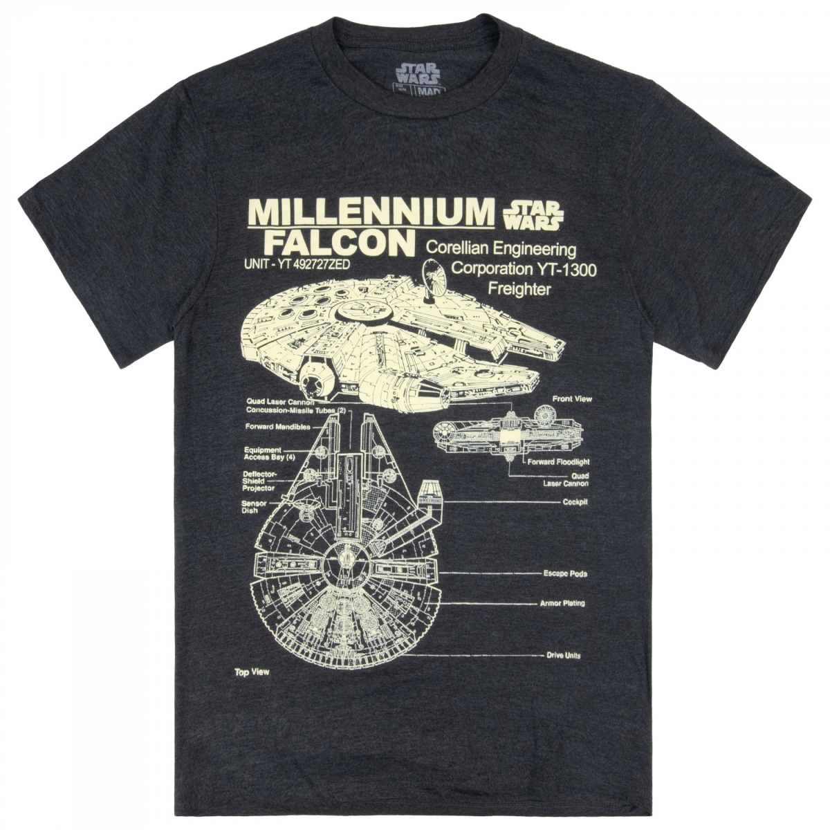911413-xlarge Millennium Falcon Blueprint Graphic T-Shirt - Extra Large
