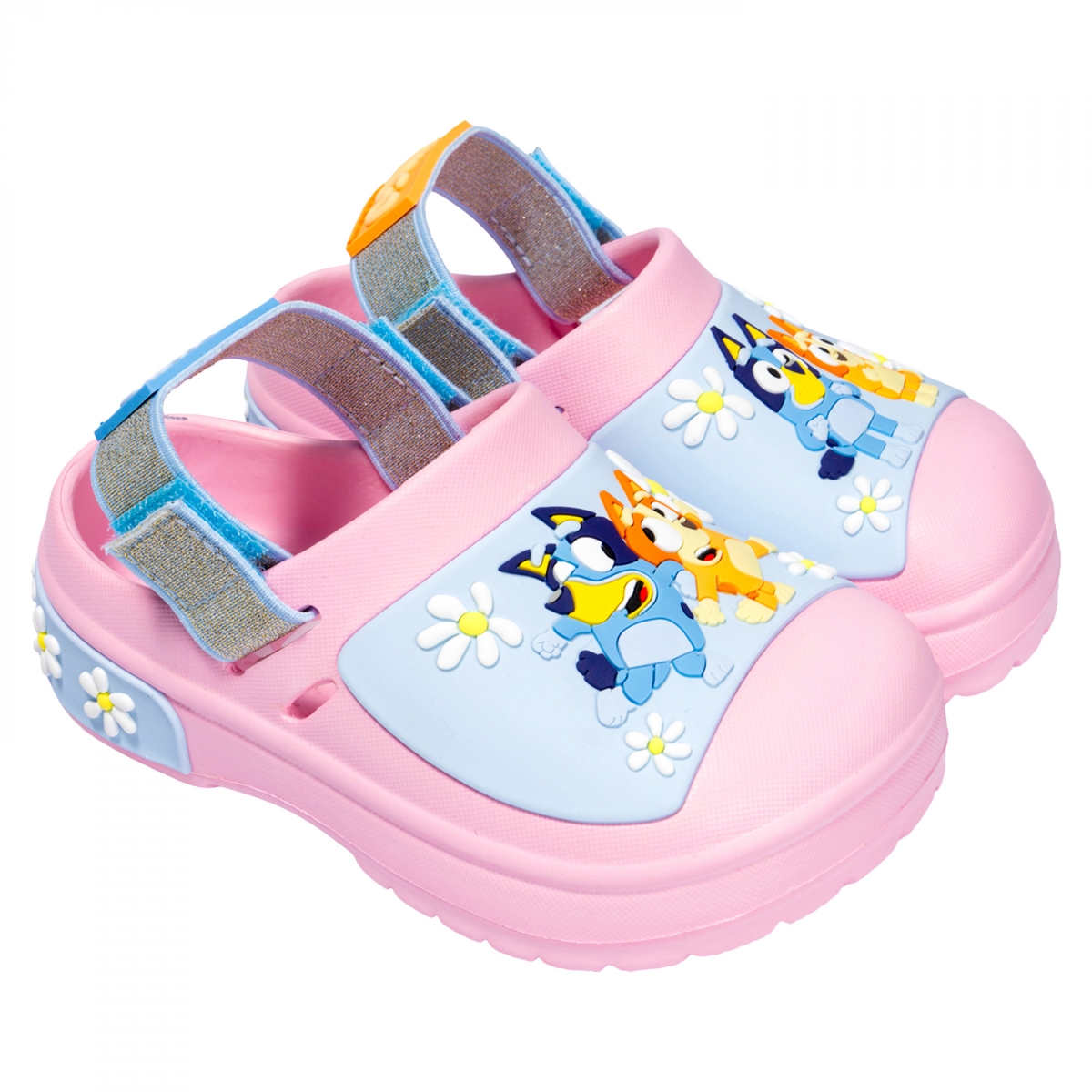 908140-size6 Bingo Floral Girls Molded Slide-in Clogs - Size 6
